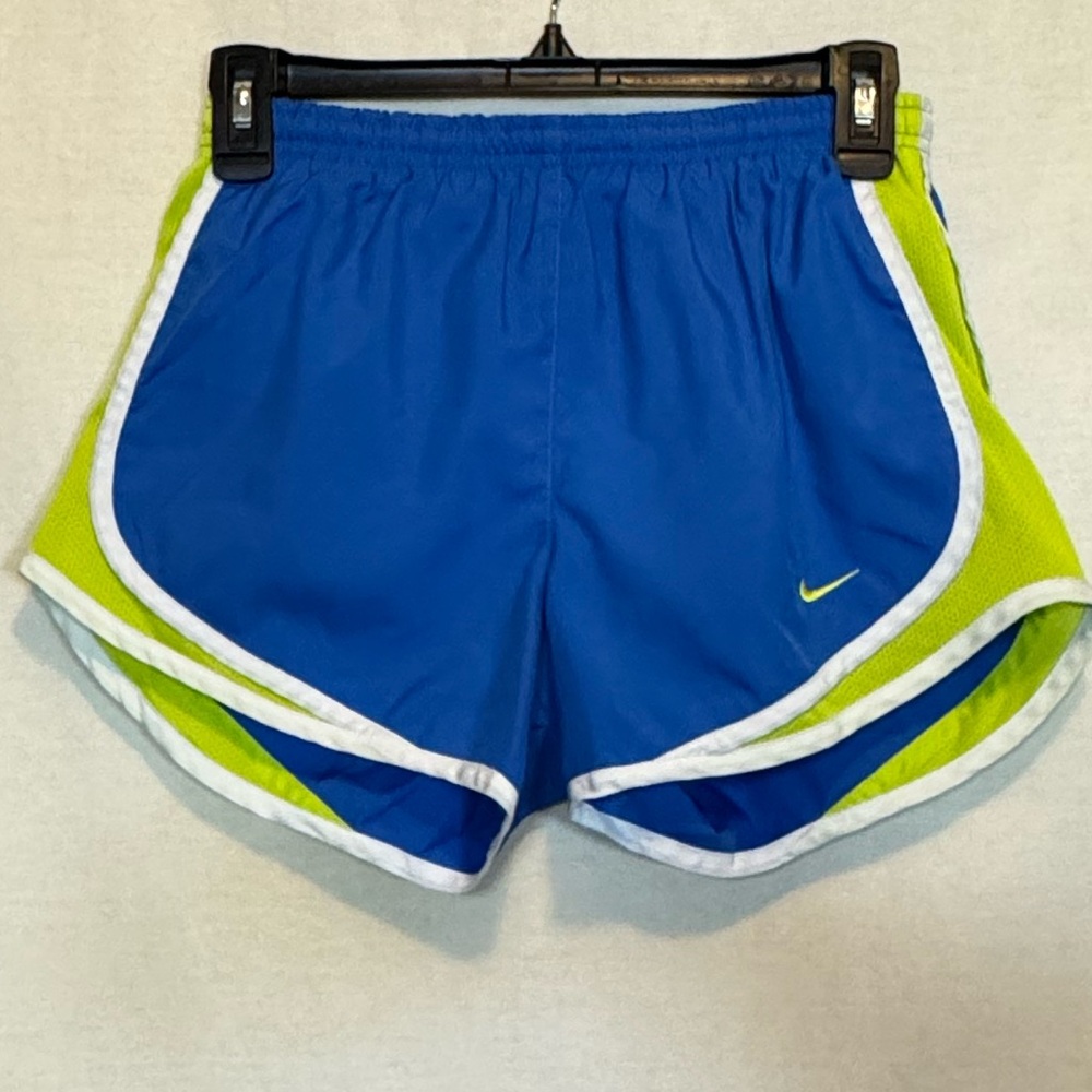 G-134 Nike Dri-Fit Blue & Green Lined Elastic Waist Summer Shorts Size XS
